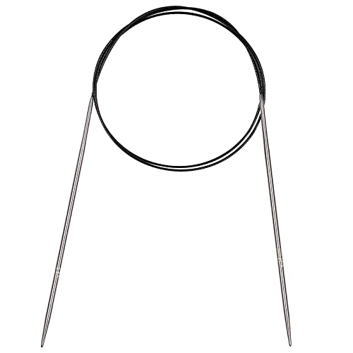 Coopay Circular Knitting Needles 3.25mm 100cm Long, Steel Circular Needles with Flexible Cable, Metal Fixed Circular Knitting Pins for Blanket Knitting Large Projects, for Arthritis Hands