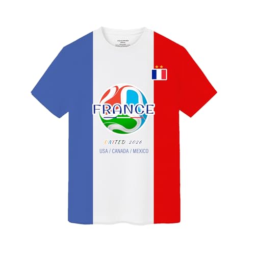TeeTea Soccer Jersey Size S-L 2026 North America Soccer Cup Merchandise Soccer Fan Jersey Breathable Team France (US Alpha Small France)
