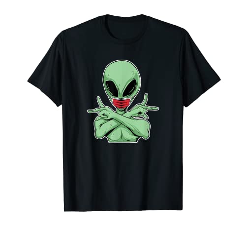 Divertido Alien Mascarilla Marciana OVNI Aliens Lover Camiseta