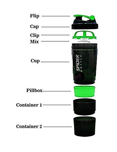 Image of Protein Shaker Bottle / 100% Leakproof Guarantee Sipper Bottle Ideal for Protein Shaker Bottle / 500ml with 2 Storage Compartment Cup for Gym, Yoga, Hiking, Cycling, BPA Free Material.(Green)
