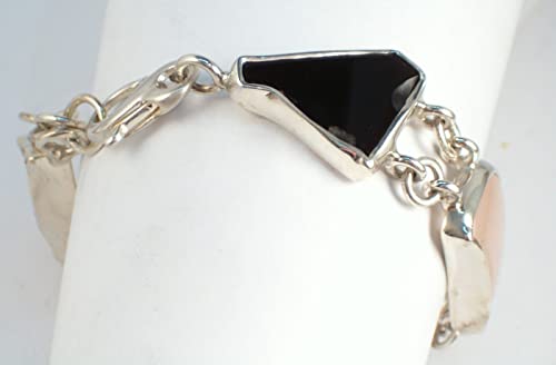 Bracelet en argent 925 obsidienne fini les bijoux ternes