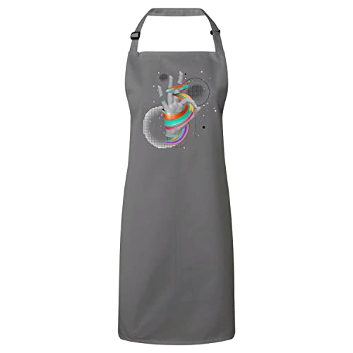 Tablier cuisine premium gris au design collage art surréaliste de haute qualité
