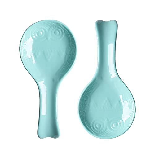SWEEJAR-Owl-Ceramic-Spoon-Rest-Set-Large-Spoon-Holder-for-Kitchen-Drip-Catcher-for-Ladle-Spatula-Tongs-Cooking-Accessories-Set-of-2-Turquoise 31Ft7Eq4A3L