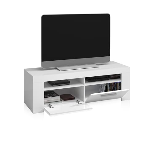 Habitdesign Mueble de Comedor Moderno, modulo TV Salon, Modelo Ambit, Acabado en Color Blanco Artik, Medidas: 120 cm (Ancho) x 40 cm (Alto) x 42 cm (Fondo)