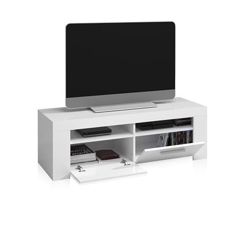 Habitdesign 006621A-Mueble de Comedor Moderno, modulo Salon, Modelo Ambit, Acabado en Color Blanco Artik, Medidas: 120 cm (Ancho) x 40 cm (Alto) x 42 cm (Fondo), Mueble TV