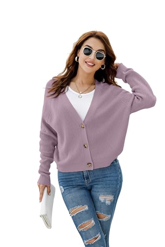 Image of TASAMO Womens Cardigan Sweaters 2026 Fall Cropped Lightweight Sweater