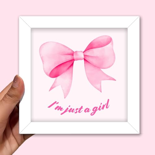 Funk You Store I am Just a Girl Framed Poster for Wall | 6 x 6 inches | Cute Frames for Room | Feel Good for Wall, Bedroom, Living room | Pink Girly Aesthetic Posters | I'm Just a Girl