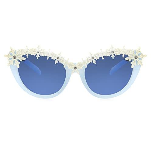 Disney Girls Frozen Snowflakes Kids Cat Eye Sunglasses, Light Blue, 482