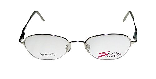 Swank Lilac For Ladies/Women Designer Half-Rim Strass Spring Hinges Flexible Half-Rimless Hip Eyeglasses/Eye Glasses (50-19-135, Shiny Silver) #TOP1