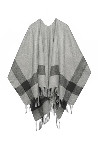 Image of Women's Shawl Wrap Poncho Ruana Cape Cardigan Sweater Open Front for Fall Winter Spring