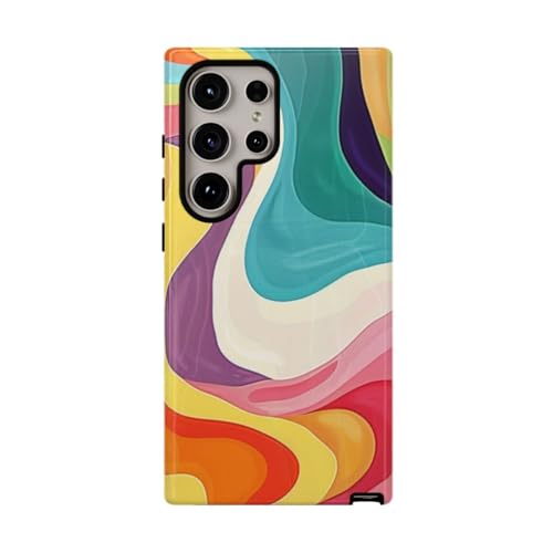 Coque brillante Samsung S24 Ultra au motif abstrait groovy coloré