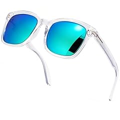 A09-clear Frame Green Mirrored Lens