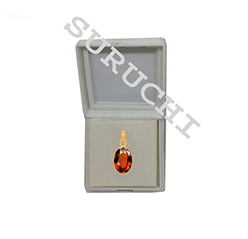 Pendentif or 22 carats et pierre Hessonite naturelle de 5 carats de taille petite