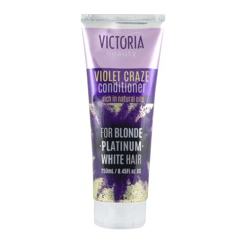 Victoria Beauty - Silber Spülung No Yellow, Silberspülung für blondiertes Haar gegen Gelbstich, Silver Conditioner für graues Haar, Purple Anti-Gelbstich Haarspülung mit Violett-Pigmenten, 250ml Cover