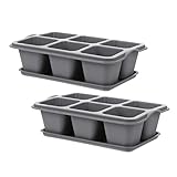 Toyvian 2pièces Pot De Fleurs Plastique Bac De Germination Jardinière pour Plantes Succu...
