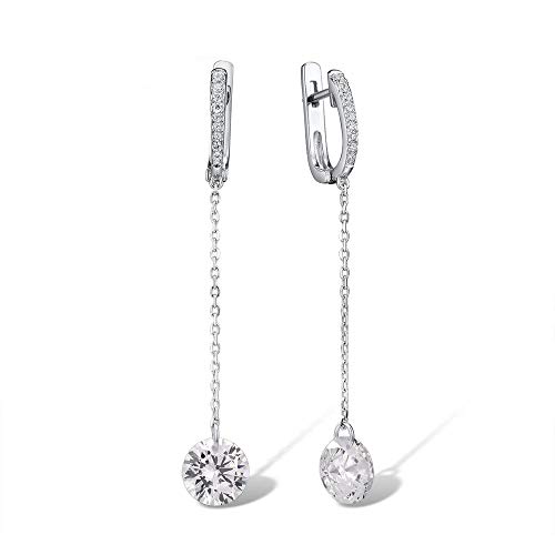 Boucles d'oreilles en argent pur blanc brillant pour femmes au style intemporel