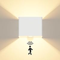 Kinamy Wandleuchte mit Bewegungsmelder Innen, LED Wandlampe Up Down, Wandbeleuchtung Moderne Weiß, Wandleuchten für Flur, Treppen, Küche, Wohnzimmer, Schlafzimmer