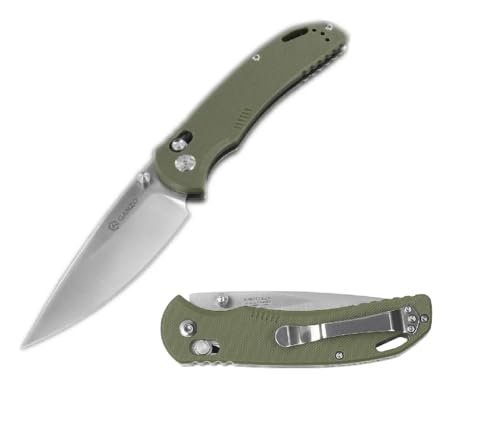 Ganzo G7531 Folding Pocket Knife High 440C Stainless Steel Blade G10 Handle with Clip Hunting Fishing Camping Outdoor EDC Knife (Green)
