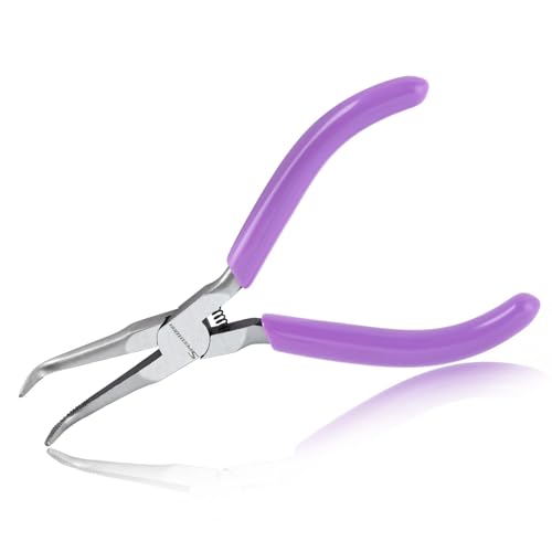 Image of SPEEDWOX Mini Bent Long Nose Pliers, Thin Jaw for Jewelry Craft & Beading