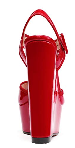 Eldof Womens Wedge Platform Sandals Peep Toe Ankle Strap Wedge Heel 6" Comfort Summer Wedge Heels for Patry Wedding3