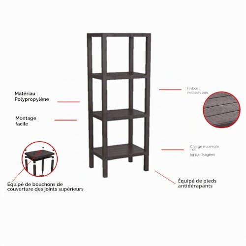 Étagère plastique 4 niveaux pour résoudre le manque de rangement