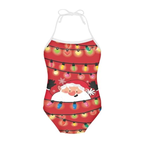 Image of Christmas Kids One-Piece Halter Swimsuits Beach Swimwear Bathing Suit for 3-10 Years Girls