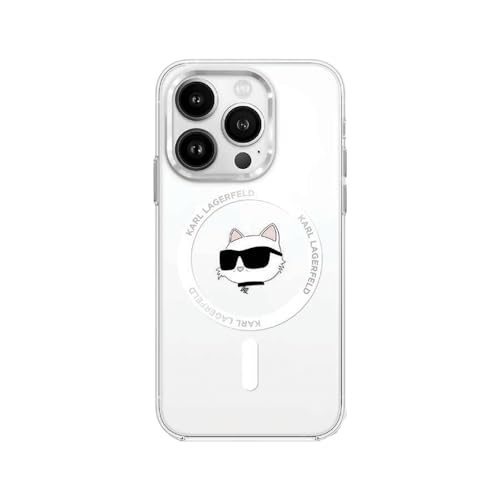 Karl Lagerfeld IML Imprimé Logo Choupette Tête MagSafe Compatible Coque pour iPhone 16 Series (Blanc, iPhone 16 Plus)