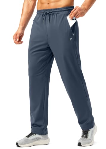 Pudolla Men's Sweatpants Workout Athletic Pants with Pockets(Dusty Blue L)
