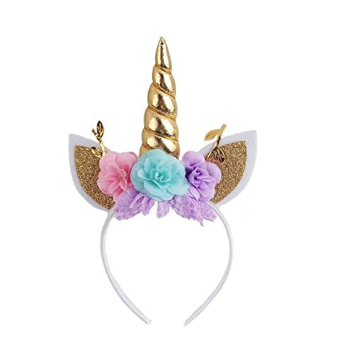 Unicorn Headband Flower Cat Ear Unicorn Horn Headband Perfect for Party Supplies Fantasy Favor