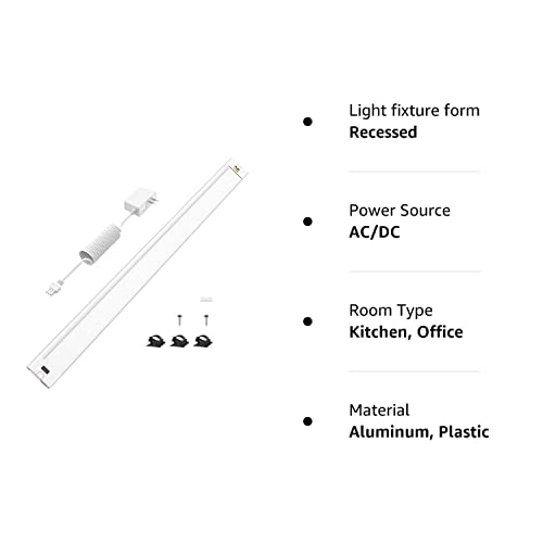 Wobane Under Cabinet Lighting, 24 Inch Plug In Led Counter Light Bar, Hand Wave Activated, Touchless Dimmable For Kitchen Cabinet, Shelf, Under Desk, Color Tunable 2700K To 6500K,White Panel,1400Lm #TOP6
