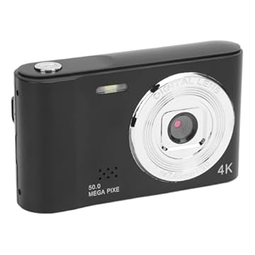 Câmera Digital 4K 50MP com Zoom 8× tela de 2,3'', Filmadora HD para Vídeo, Vlog e Fotografia | Autofoco, Tela LCD Flip, Sensor CMOS Compacta