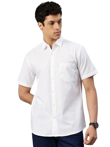Image of Majestic Man Men's Pure Cotton Dobby Weave Checks Slim Fit Half Sleeve Casual Shirt