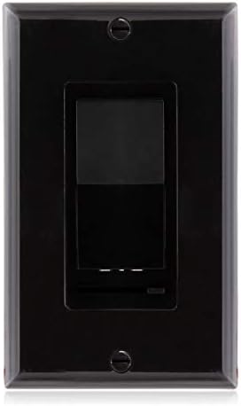 Maxxima LED Slide Dimmer Rocker Switch, 3-Way/Single Pole Decorative Electrical Light Switch 600 Watt max, LED Compatible, Wall Plate Included - Black