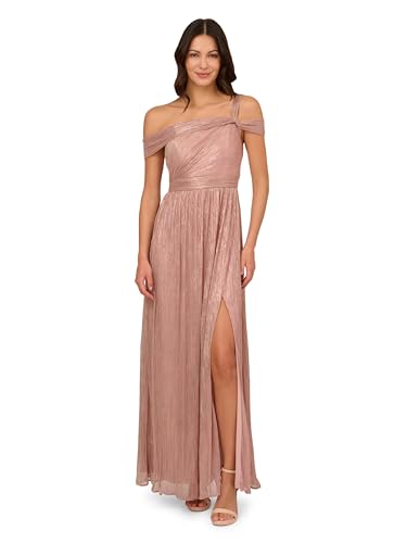 Image of Adrianna Papell Womens Metallic Crinkle Gown