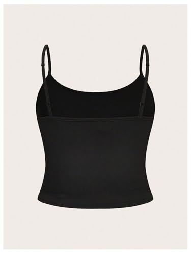 GORGLITTER Girl's Bow Cami Top Rhinestone Spaghetti Strap Summer Sleeveless Tops Black 12Y2