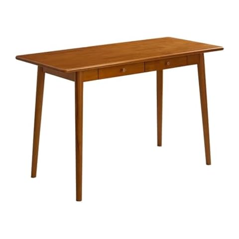 ALEEIK Mid-Century Modern Desk, Home Office Desk with Drawer Writing Study Table Wooden Computer Workstation(80x45x75cm, Brown) Cover