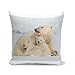 Housse de Coussin 40x40 cm Maman Ours Polaire et Ses Oursons Mignon Animaux Sauvages
