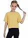 Girls Short Sleeve Crop Tops Kids Fashion Athletic Crew Neck Cropped T Shirts Casual Basic Tees Yellow
