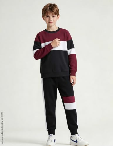 Image of mkodopy Boys Clothes Hoodie Sweatsuits Tops and Pants Boys Fall Winter Outfits Boy Clothing Set