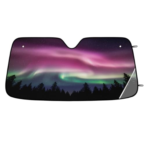 Car Windshield Sunshade Northern Light Aurora Auto Front Windshield Sun Shade for SUV Truck Blocks UV Rays Foldable Sun Visor Protector 55x27.6 Inch by AUUXVA - Used condition - US$17.94