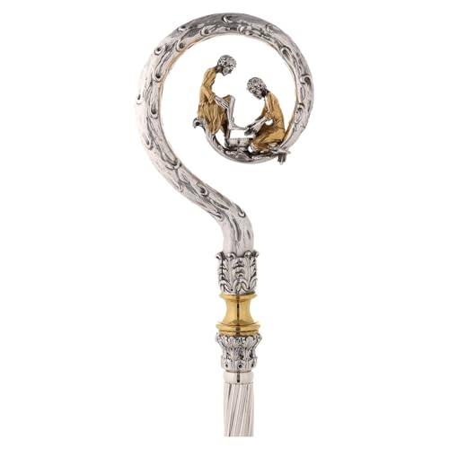 Holyart Crozier with Washing of the feet, bicoloured cast brass