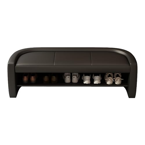 Organizador de zapatos con asiento acolchado, armario de entrada de 2 niveles, banco multiusos para dormitorio, pasillo, sala de estar