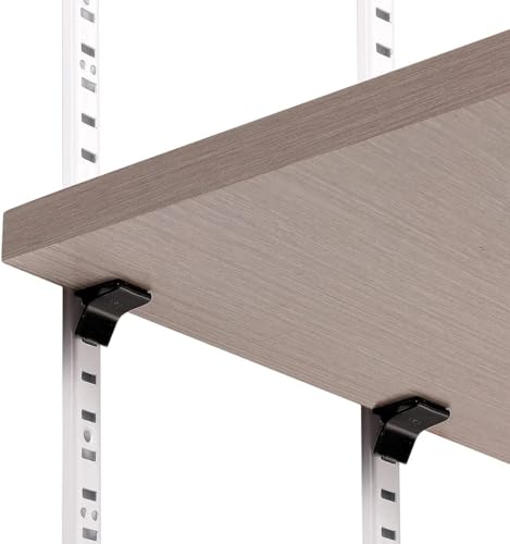 Shelf Clips, 28PCS Adjustable Shelving Brackets for 255 Standard Pilaster, Heavy Duty Metal Kitchen Cabinet Bookcase Supports Clip (Black)