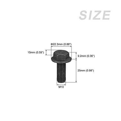 METALLIXITY Flanged Hex Head Bolts (M10x25mm) 10pcs, Hexagon Serrated Flange Bolt Fully Thread Screw - Image 2