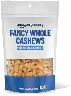 Amazon Grocery, Fancy Whole Cashews, Roasted & Salted, 16 Oz (Previously Happy Belly, Packaging May Vary)