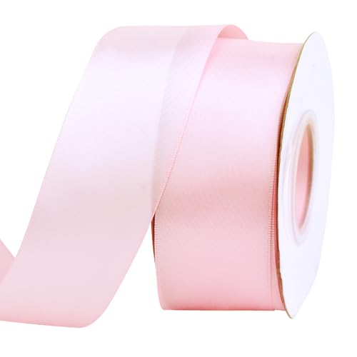 Ribest Light Pink Double Faced Satin Ribbon, 1-1/2 Inch Ribbon for Flower Bouquet Gift Wrapping Bows Wedding Party Decoration, Continuous 25 Yards