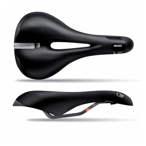 Selle Italia Zoo Gel Flow – Tourenradsattel, leicht, anatomisches Loch, Gelpolsterung, High-Viz-Technologie – Größe L3, Schwarz
