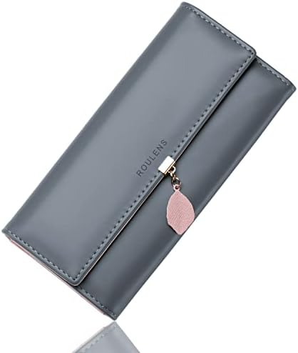 Roulens PU Leather RFID Wallet with Multiple Card Slots and Card Holder, A/Light Purple-L, Grande, Exquisite