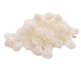 50X Toruiwa Kunstblumen Künstliche Deko Blumen Kleine Blume Mini Rose für Hochzeitsdeko Karten DIY Basteln Haar Bogen Hut Handwerk (Weiß)