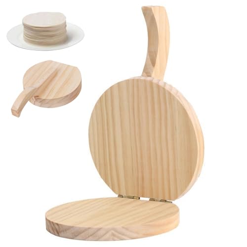 Rachlicy Tortilla Press Natural Wooden Tortilla Press 16, 5 '' Round Corn with Handle Perk Tool Practical for Homemade Mexican Tortillera Roti Chapati Taco Pataconera